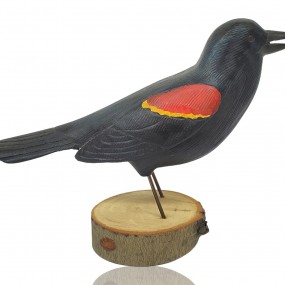Folk art wooden carved bird signed Leo Chagnon, sculpture