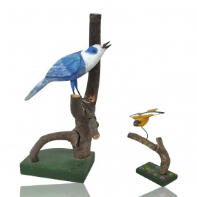 Folk art wooden bird sculptures (right one sold)
