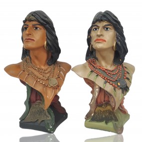 Pair of vintage cigar store hiawatha busts