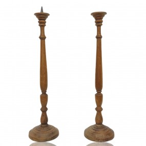 Paire de chandeliers tournés en bois Paire de chandeliers tournés en bois