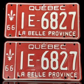 Pair of 1966 Quebec licenses plates 