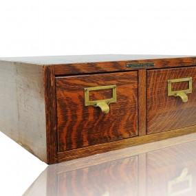 Petit meuble classeur 2 tiroirs, filière en chêne maillé