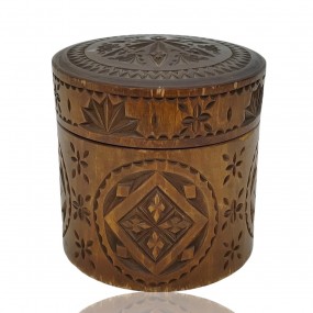 Soviet Union wooden carved round box 