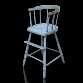 Antique rustic Windsor child high chair 