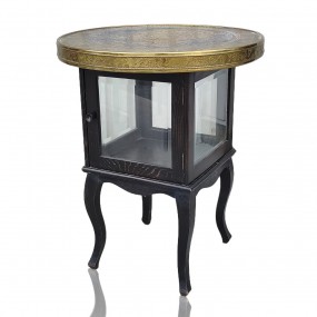 Petite table avec présentoir vitré et plateau asiatique 