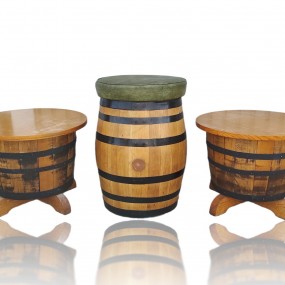 #59430 -  Wooden barrel coffee tables and stool 