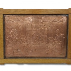 Copper plate with relief, signed Albert Nadeau