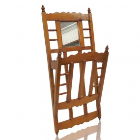 Vintage magazine rack with mirror, turned wood