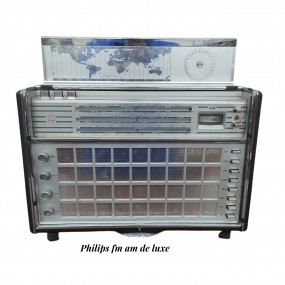 #58616 - <font class='barre'>125$</font> 65$ Philips FM/AM de Luxe Radio. Vintage model with integrated world map