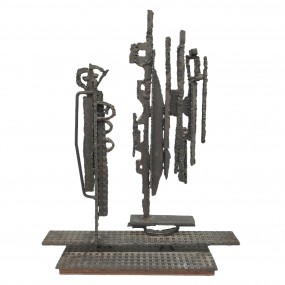 Abstract metal sculpture signed Ivanhoë Fortier and a distinctive modernist design