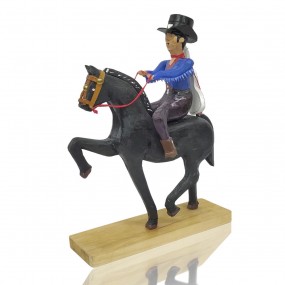 #57989 - 165$ Sculpture art populaire avec cheval signée Valère Marquis 