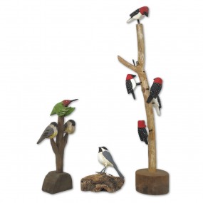 Sculpture art populaire, oiseaux sculptés en bois 