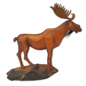 Folk art wooden carved moose 