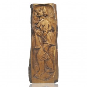 Sculpture art populaire signée Gil Bourgault, bas-relief 