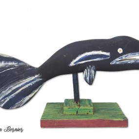 Sculpture art populaire signée Réjean Bernier, baleine 