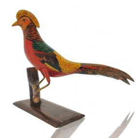 Folk art bird carving, sculpture signed St-Maurice of Portneuf 