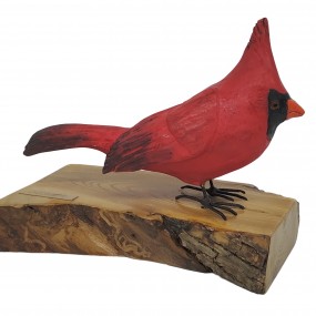 Little wooden cardinal carving, folk art sculpture 
