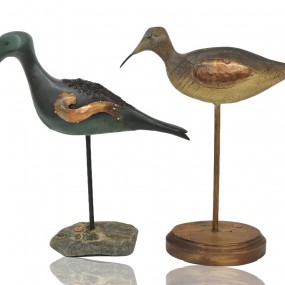 Sculptures art populaire, oiseaux de rivage sculptés en bois 