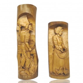 Folk art low relief sculptures signed Gil Bourgault (right one sold) 