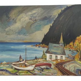 Splendide huile sur masonite signée Louis Tremblay (30'' x 36''), tableau, peinture 