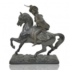 Statue, régule décorative en métal avec cheval 