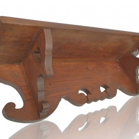 #59823 - 145$ Rustic carved wall shelf, decorative hearts cutouts