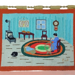 Tapis crocheté signé 
