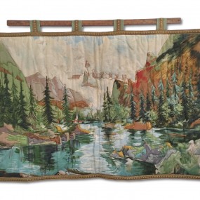 Tapisserie tissée, broderie signée Beaumont 
