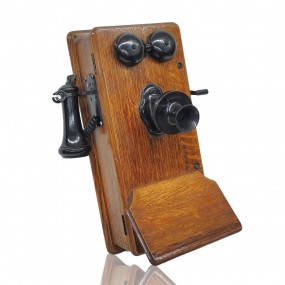 Téléphone décoratif mural en chêne maillé 