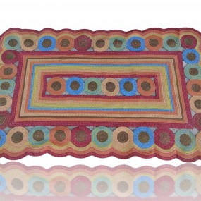 #59589 -  Colorful braided folk art rug — vintage décor (8' X 5')