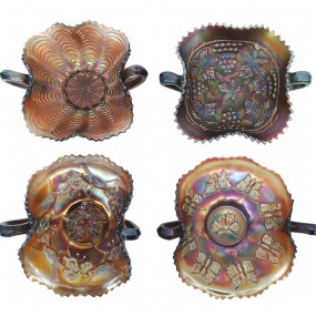 Carnival glass dishes, plates 