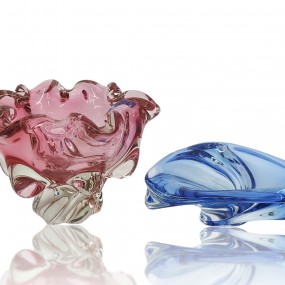 Vaisselle verre soufflé (Bleu Val St-Lambert)