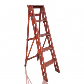 Vintage red wooden ladder, solid & decorative