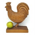 Poule sculptée d'un seul morceau de bois, sculpture art populaire signée W. Lessard, coq - 3