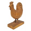 Poule sculptée d'un seul morceau de bois, sculpture art populaire signée W. Lessard, coq - 2