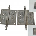 Antique decorative hinges. Etched metal. Architectural detail. - 1