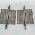 Antique decorative hinges. Etched metal. Architectural detail. - 4