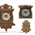Baromètre mural antique. Bois sculpté. Instrument météo. - 1
