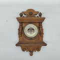 Baromètre mural antique. Bois sculpté. Instrument météo. - 3