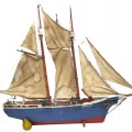 4 feets long wooden folk art sailboat - 4