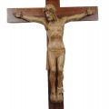 Exceptionnel et grand corpus, sur croix sculpté en bois et signé Médard Bourgault, sculpture religieuse, crucifix - 1