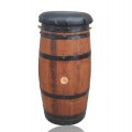 Wooden barrel stool with padded seat — rustic charm - 1