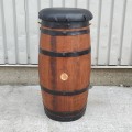 Wooden barrel stool with padded seat — rustic charm - 3