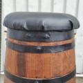 Wooden barrel stool with padded seat — rustic charm - 2