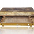 Primitive yellow desk, original faux-grain paint - 2