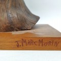 Signed wood sculpture by J. Marc Morin, minimalist Virgin - 3
