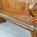 Grand banc d'église ancien en bois - 3