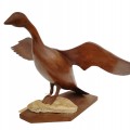 Folk art wooden goose sculpture made by Marcel Banville of Deauville, Quebec - 1