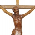 Antique wooden crucifix featuring a hand-carved figure of Christ. - 4