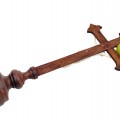 Antique wooden standing crucifix with white-painted figure of Christ. - 4